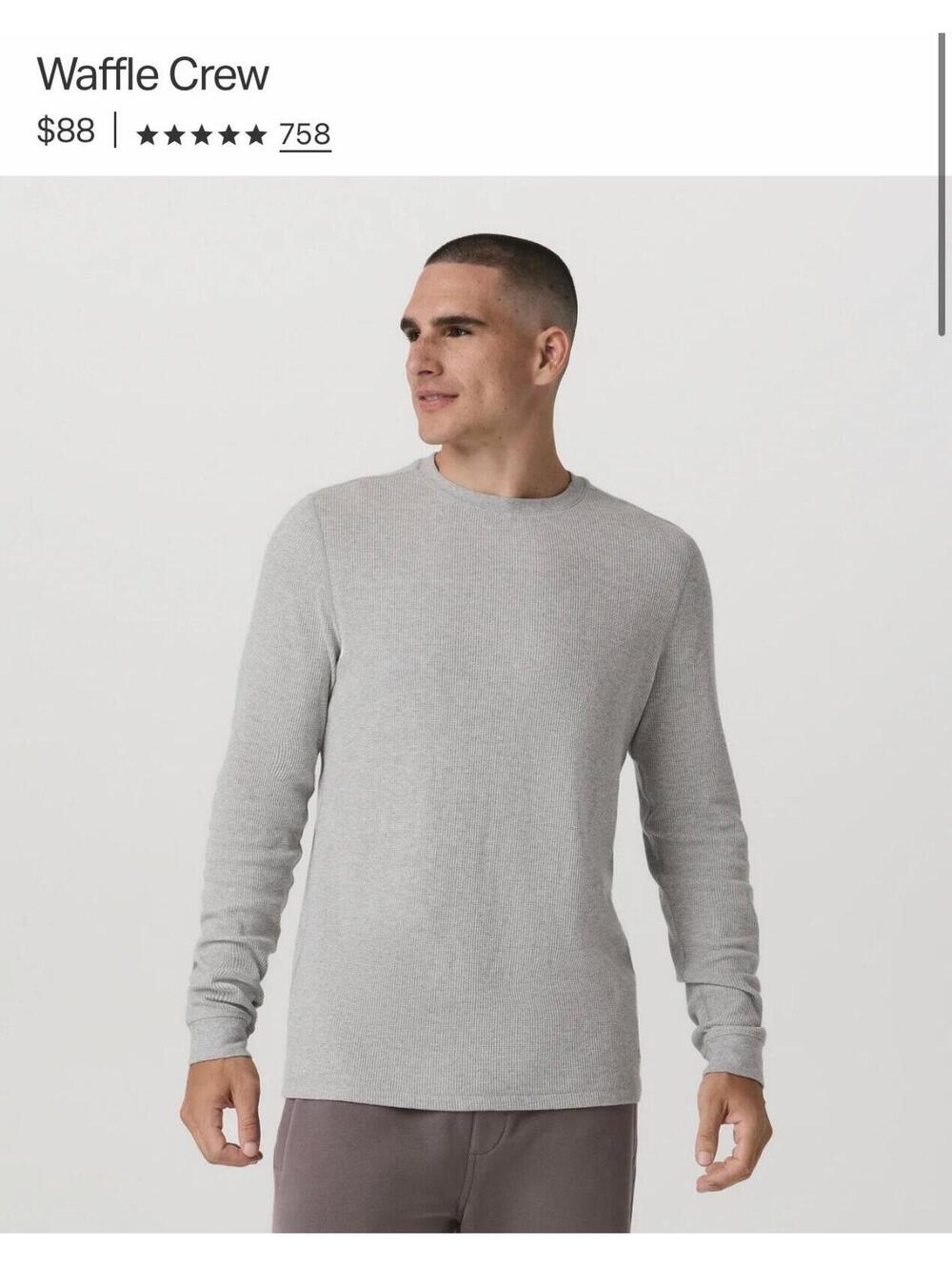 Men's Vuori Waffle Crew Long Sleeve Brown size M. Color no longer sold but style - Picture 5 of 7